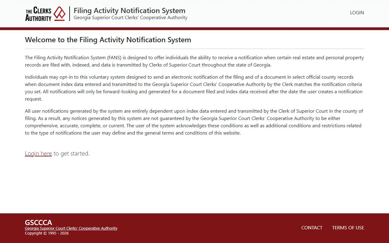 FANS monitoring route for Butts County Clerk property records