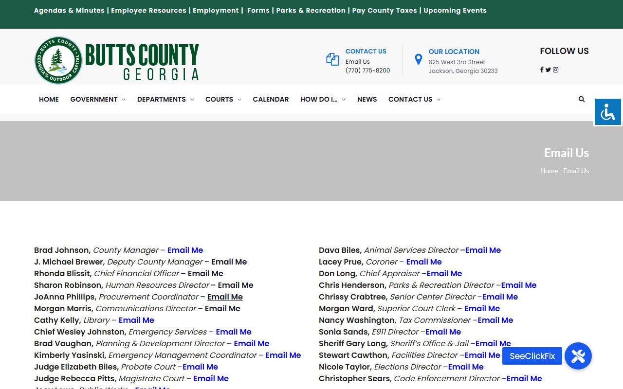 Butts County email directory for court contacts