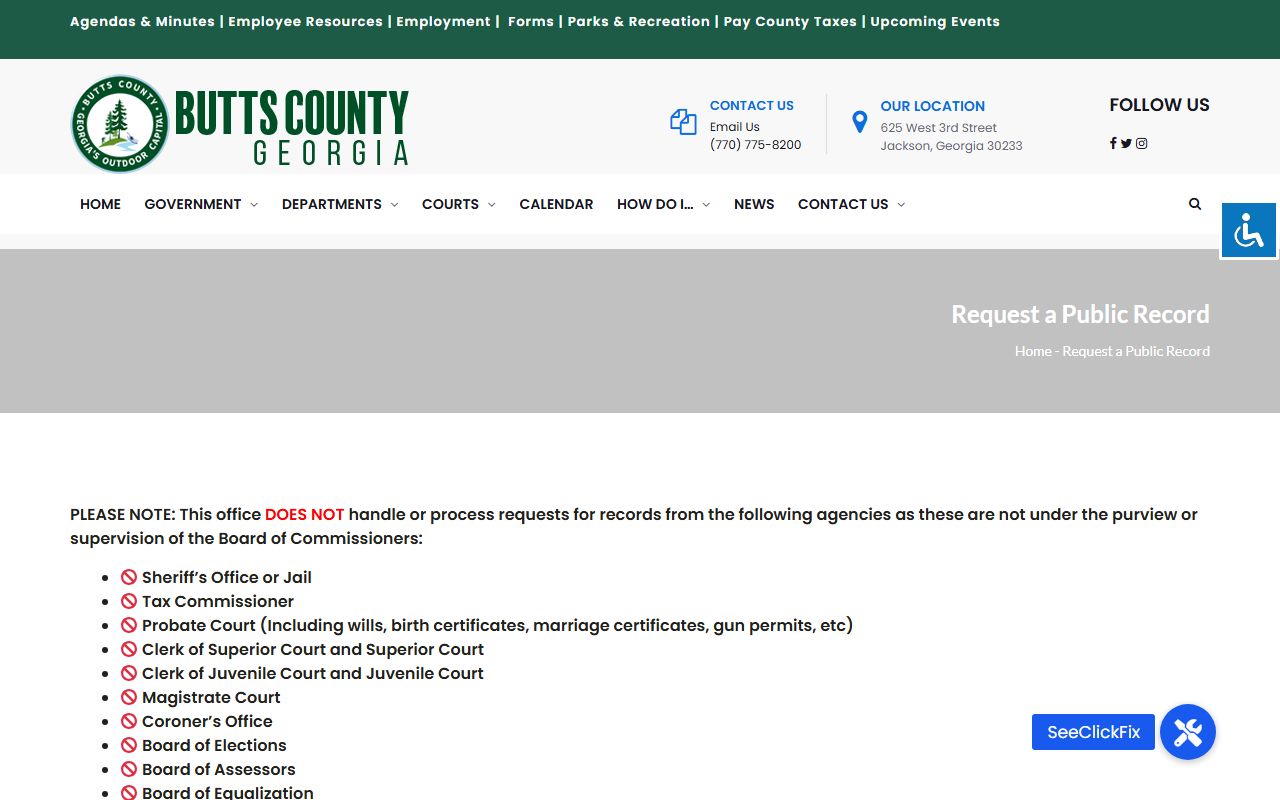 Butts County open records request exclusions
