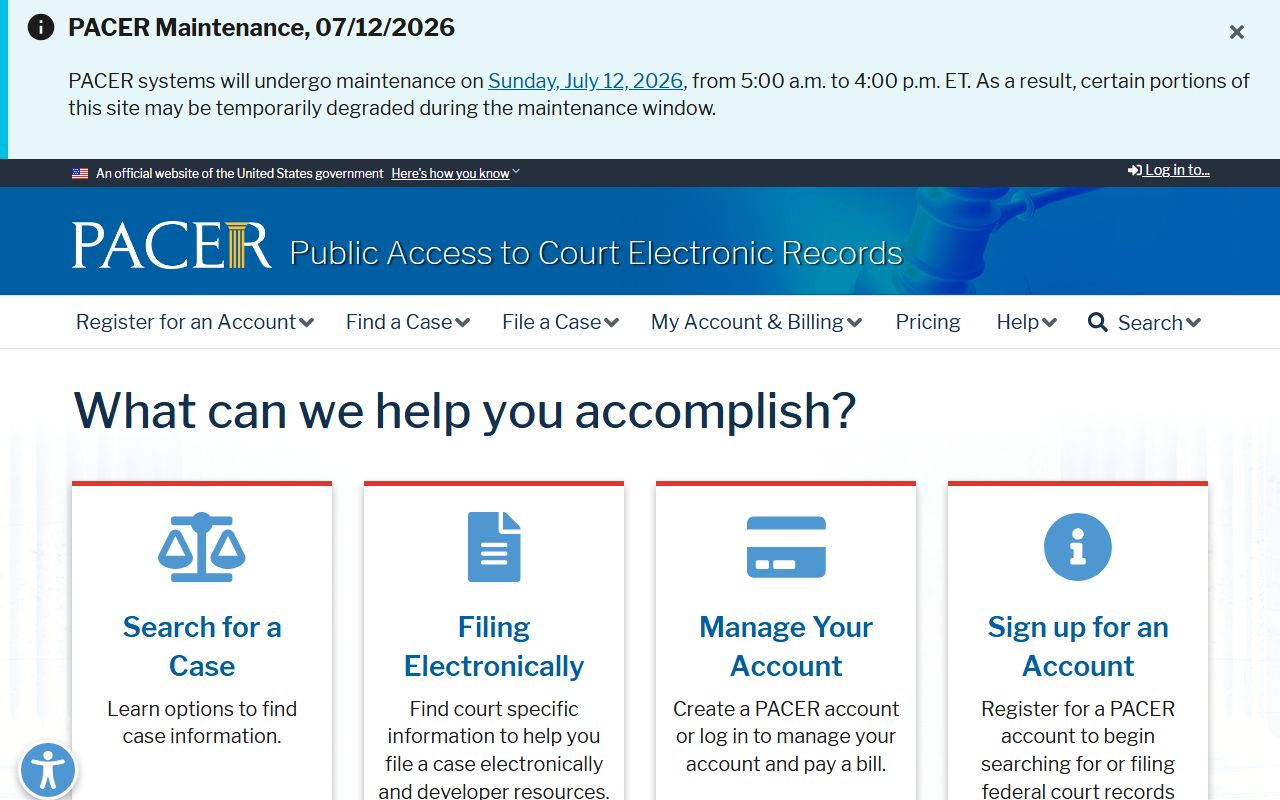 PACER federal docket access for records outside Butts County Superior Court