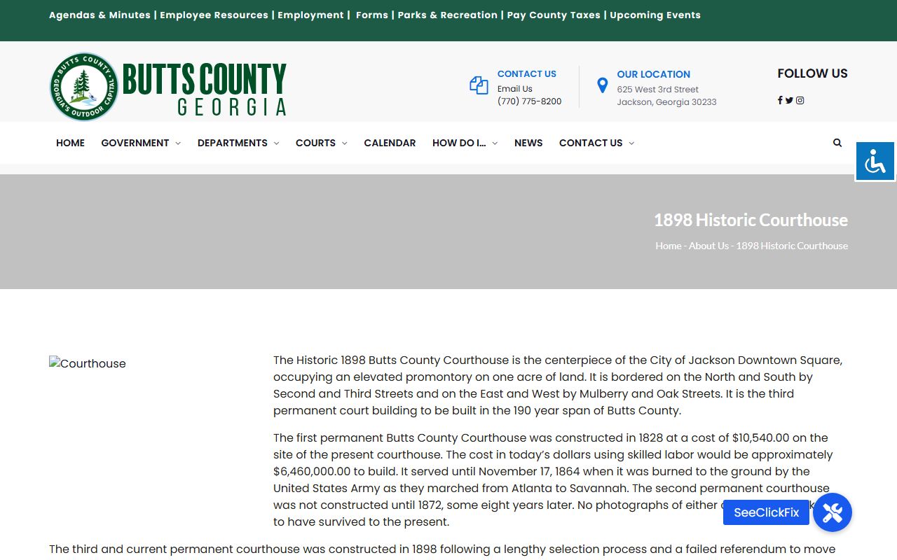 Butts County court records historic courthouse page