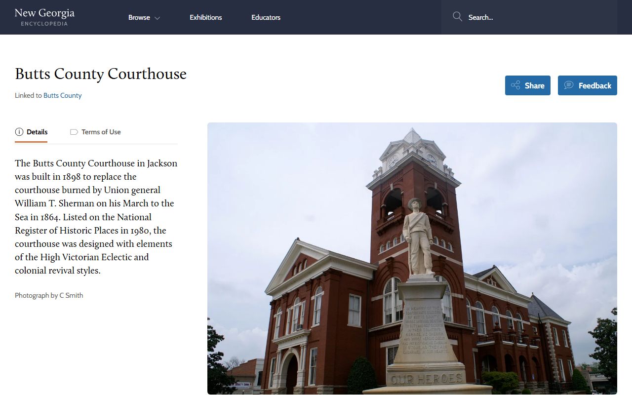 Butts County court records New Georgia Encyclopedia courthouse history