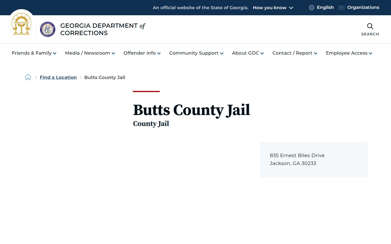 Butts County inmate records GDC jail location listing