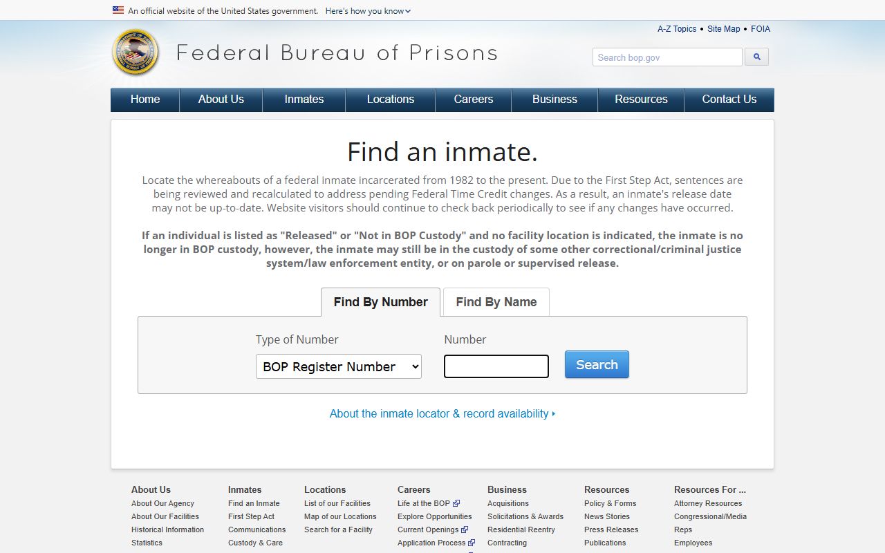 Butts County inmate records federal BOP inmate locator