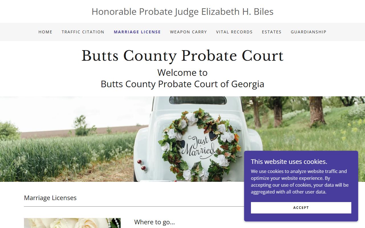 Butts County marriage records Probate Court marriage license page