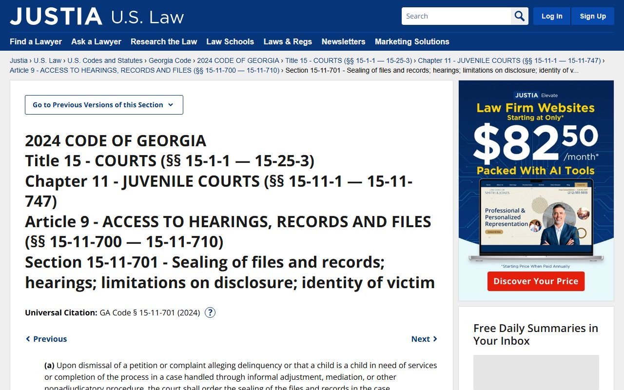 Butts County warrant records juvenile sealing statute source